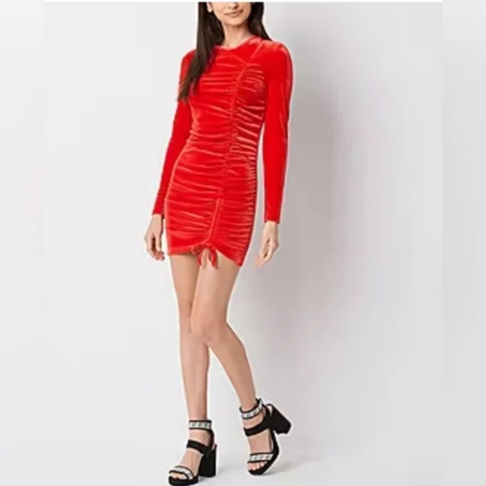 Juicy Couture Red Velvet Long Sleeve Dress